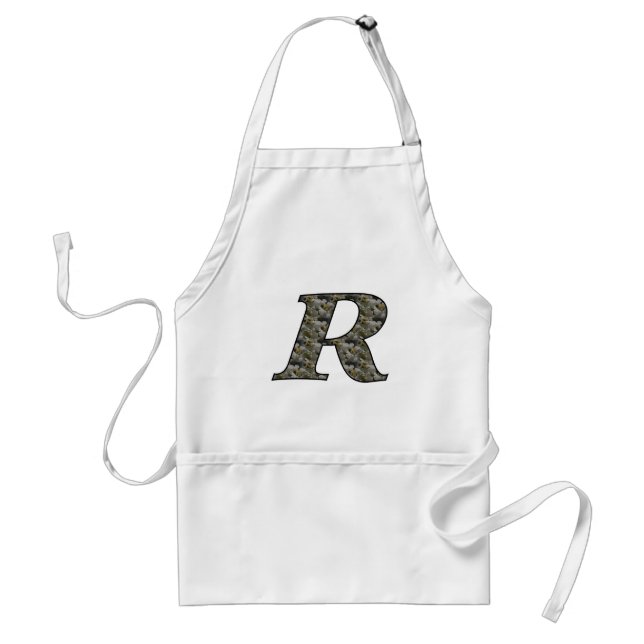 Tablier Monogramme initial R Hydrangea floral Apron (Devant)