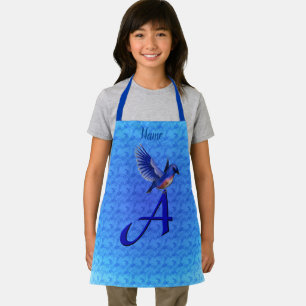 Tablier Monogramme initiale A Bluebird personnalisé