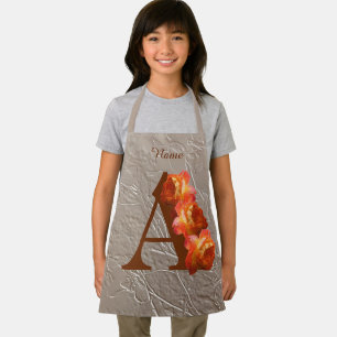 Tablier Monogramme initiale A personnalisé Rose Orange