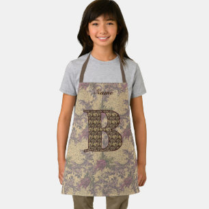 Tablier Monogramme Initiale B Floral Vintage Personnalisé