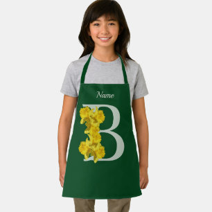 Tablier Monogramme initiale B personnalisé jonquille