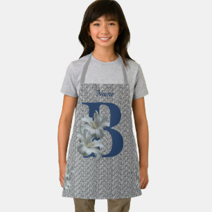 Tablier Monogramme initiale B personnalisée de fleur d'Hib