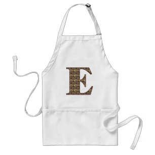 Tablier Monogramme Initiale E Élégant Floral Vintage