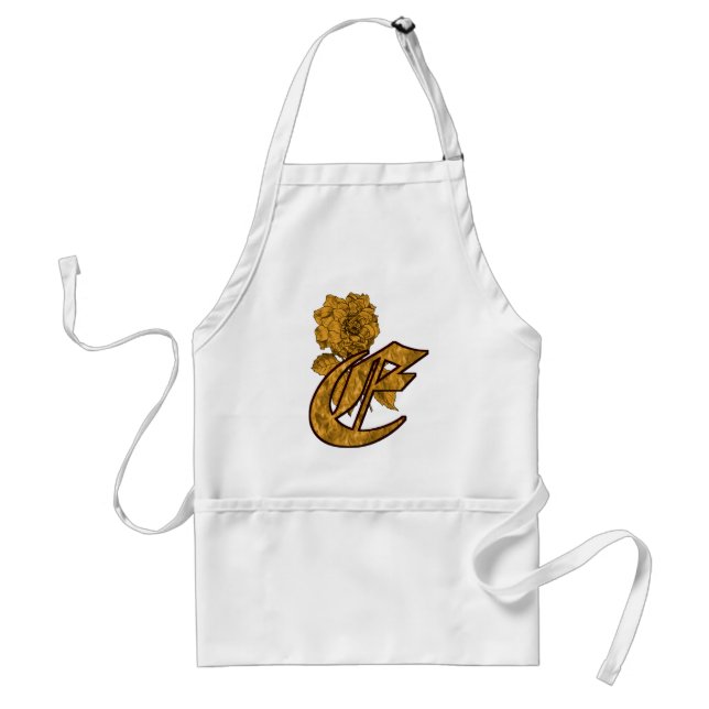 Tablier Monogramme Initiale E Élégante Fleur de Pivoine en (Devant)