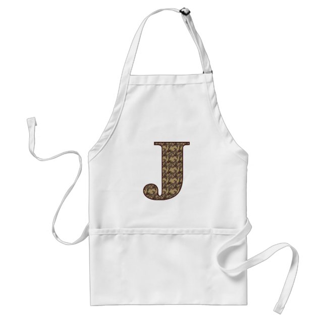 Tablier Monogramme Initiale J Élégant Floral Vintage (Devant)