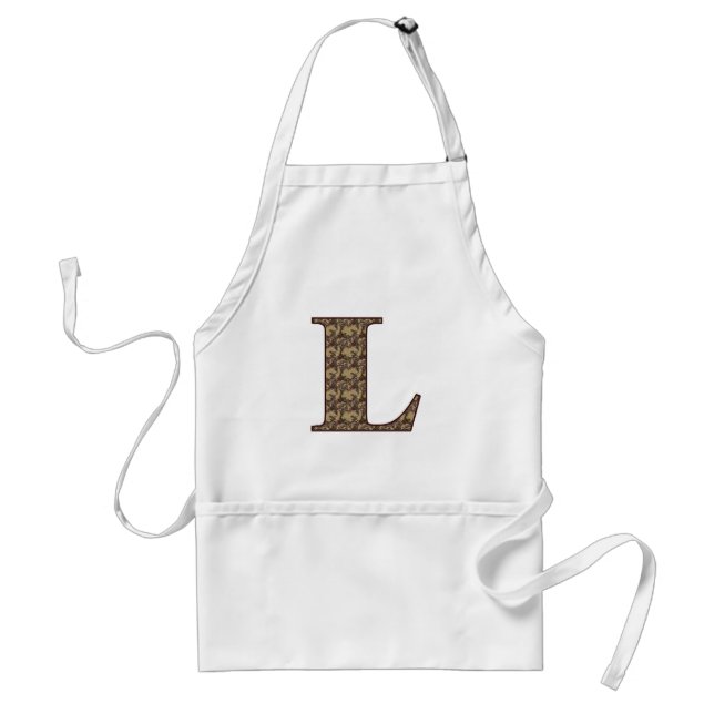 Tablier Monogramme Initiale L Élégant Floral Vintage (Devant)