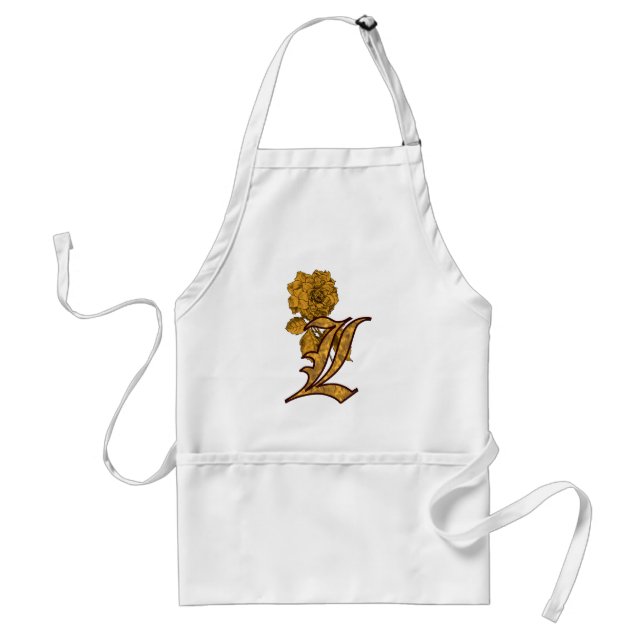 Tablier Monogramme Initiale L Élégante Fleur de Pivoine en (Devant)