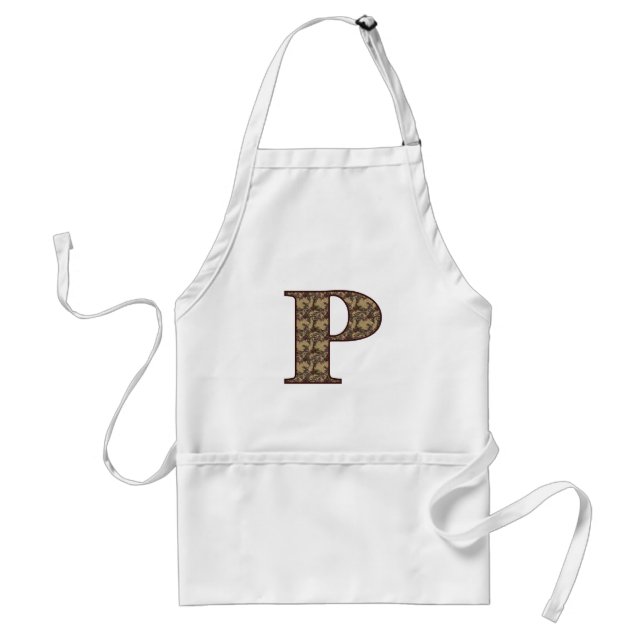 Tablier Monogramme Initiale P Élégant Floral Vintage (Devant)