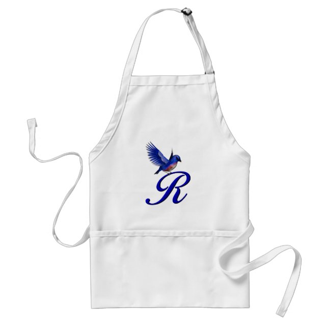 Tablier Monogramme Initiale R Oiseau Bleu (Devant)