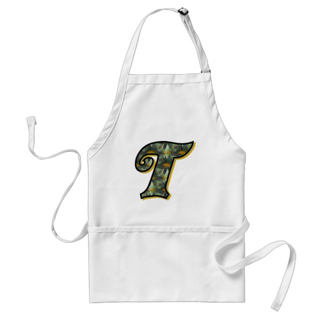Tablier Monogramme Initiale T Fleurs Artistiques de Margue (Devant)