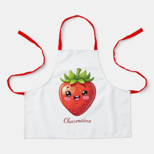 Tablier Monogramme jolie fraise kawaii