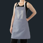 Tablier Monogramme minimal moderne Nom gris initial<br><div class="desc">Monogramme minimal moderne Initiale violet gris Nom Apron,  le cadeau parfait pour quiconque aime cuisiner ou artisaner!</div>