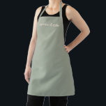 Tablier Monogramme minimaliste moderne sauge vert<br><div class="desc">Simple sauge minimaliste vert nom personnalisé texte ou monogramme solide simple élégant Apron. Customisez personnalisez-le avec nom, citation, phrase ou monogramme, initiales. Personnalisable de texte blanc, arrière - plan vert sauge de couleur unie. Idéal pour cuisiniers, chefs, poteries, céramiques, artisanat, travail, cuisine, grillades, barbecue, entreprises, boulangeries et magasins, etc</div>