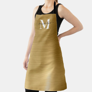 Tablier Monogramme Moderne de Signature en Feuille d'Or