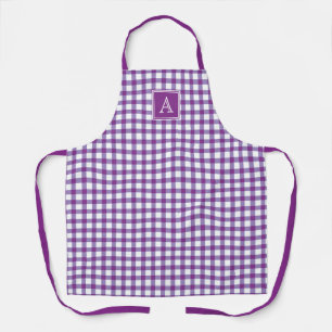 Tablier Monogramme moderne de Tartan mauve En vichy plaid