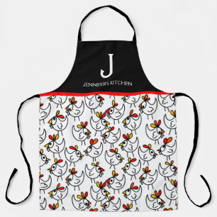 Tablier Monogramme Moderne Drôle poulet Adulte Apron en No