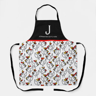 Tablier Monogramme Moderne Drôle poulet Adulte Apron en No