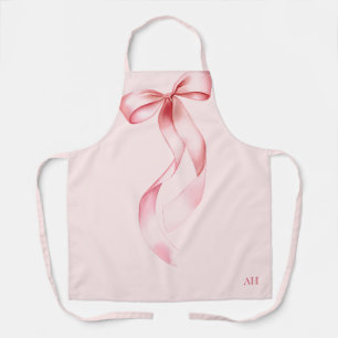 Tablier Monogramme Moderne Élégant Rose Aquarelle Pâtisser