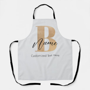 Tablier Monogramme moderne Initiale B & Nom Personnalisé