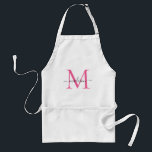 Tablier Monogramme moderne Magenta Pink Script Chef Cuisin<br><div class="desc">Monogramme moderne Hot Magenta rose blanc Script Chef Cuisine Adulte Apron</div>