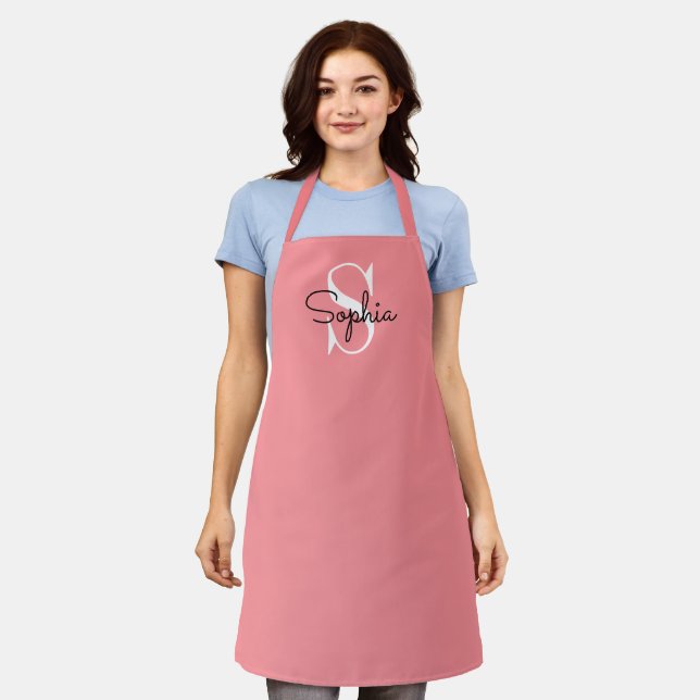 Tablier Monogramme moderne Nom personnalisé Apron (Porté)