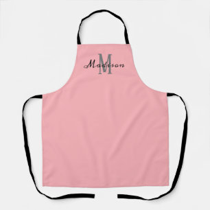 Tablier Monogramme moderne rose pâle Personnalisé