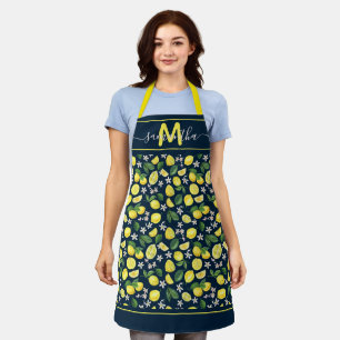 Tablier Monogramme Motif Citrus Lemons moderne