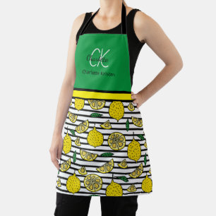 Tablier Monogramme Motif de citron moderne Nom