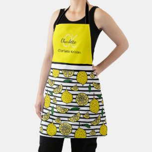 Tablier Monogramme Motif de citron moderne Nom