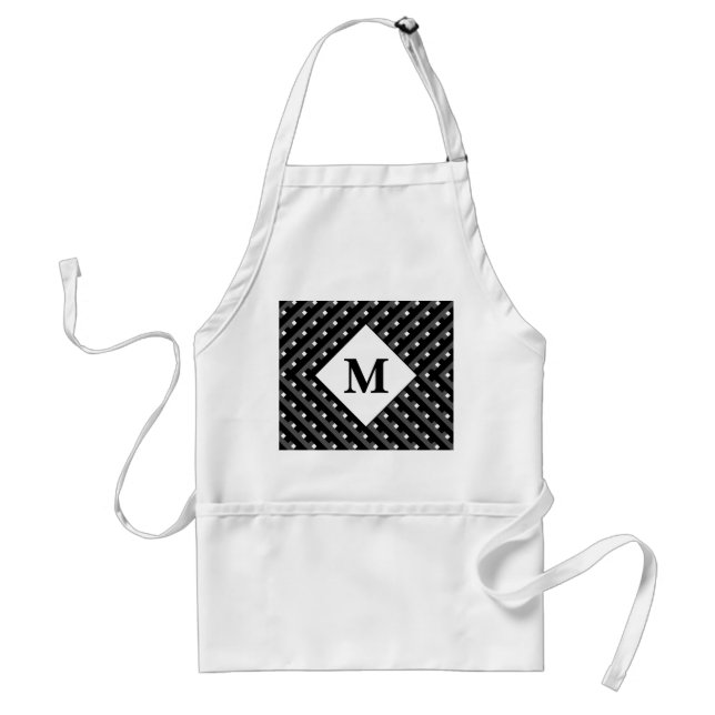 Tablier Monogramme motif noir et blanc (Devant)