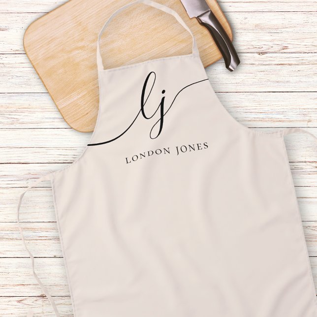 Tablier Monogramme Neutre Moderne Minimaliste Élégant (Créateur téléchargé)