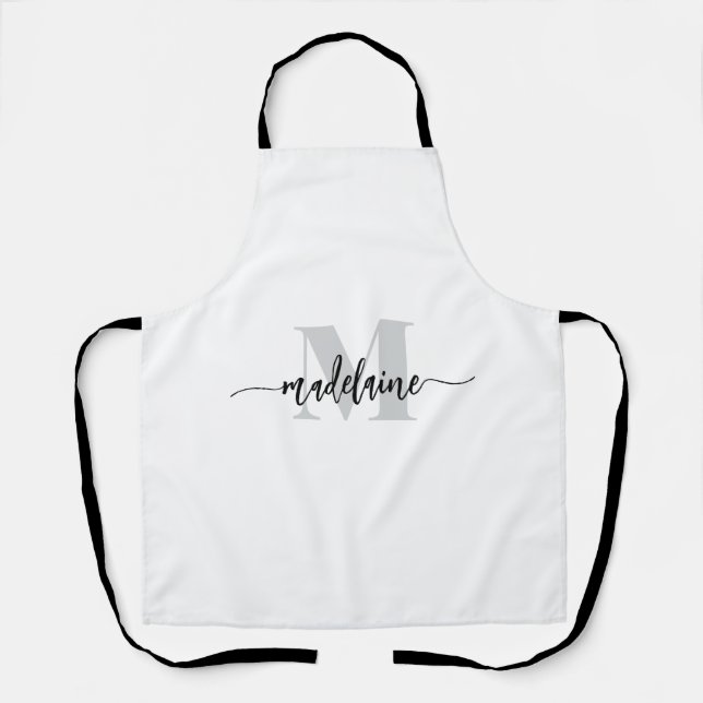 Tablier Monogramme noir argent blanc personnel (Recto)