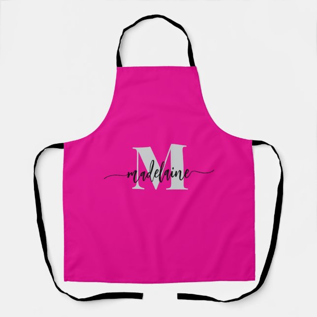 Tablier Monogramme noir argent rose personnel (Recto)