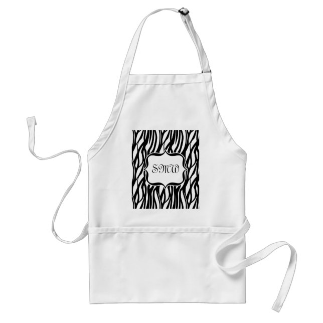Tablier Monogramme noir/blanc Funky Zebra (Devant)