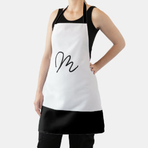 Tablier Monogramme noir et blanc minimaliste