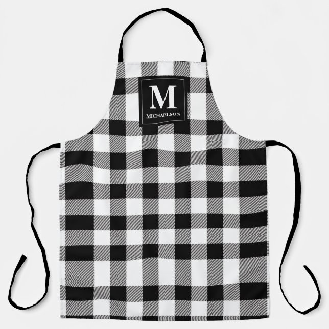 Tablier Monogramme noir et blanc Plaid de buffle (Recto)