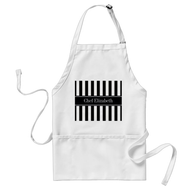 Tablier Monogramme noir et blanc rayé (Devant)