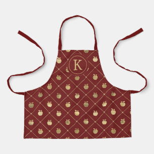 Tablier Monogramme Nom Gold Apples Apron Pour Enfants