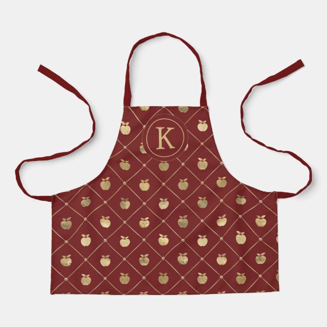 Tablier Monogramme Nom Gold Apples Apron Pour Enfants (Recto)