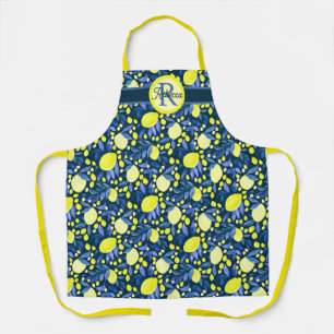 Tablier Monogramme Nom Rustique Citron Citrons Chic Feuill