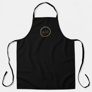 Tablier Monogramme Or Minimal Sur Fond NOIR
