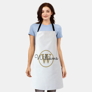 Tablier Monogramme Or Nom Script Noir