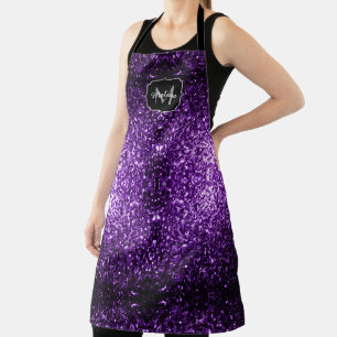 Tablier Monogramme pailleté brillant faux violet foncé