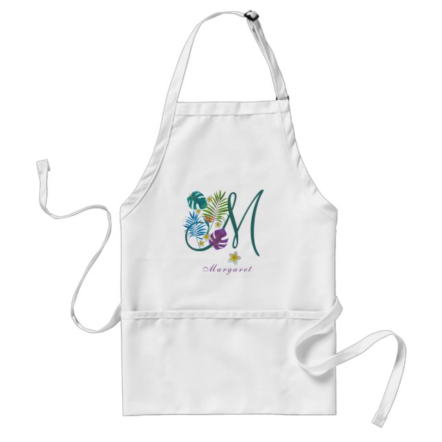 Tablier Monogramme Paradis tropical Nom Margaret (Devant)