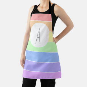 Tablier Monogramme Pastel Arc-en-ciel bandes colorées  