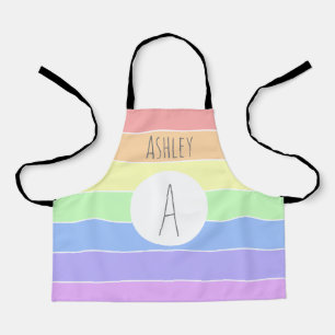 Tablier Monogramme Pastel Arc-en-ciel bandes colorées