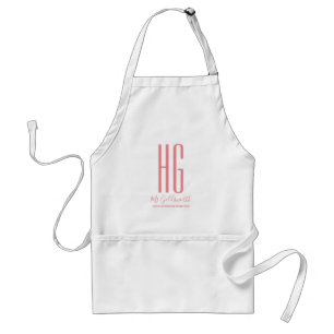 Tablier Monogramme personnalisable texte rose sur