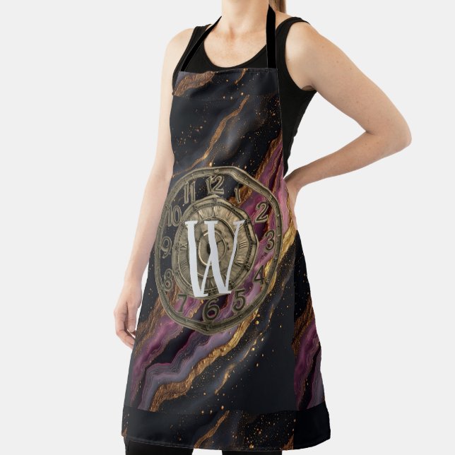 Tablier Monogramme personnalisé Agate Rose Métal Rustique  (Insitu)