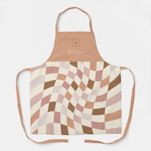 Tablier Monogramme Personnalisé Bohème Déformé à Carreaux