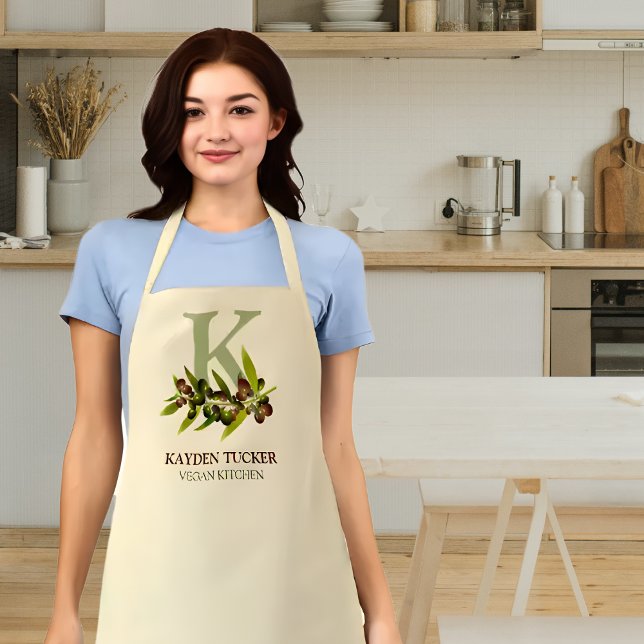 Tablier Monogramme personnalisé Cuisine Vegan (Créateur téléchargé)